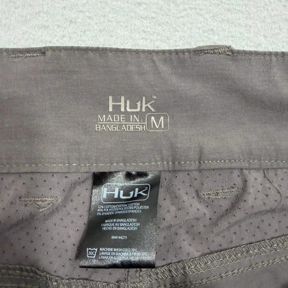Huk Shorts Mens Medium Gray Pursuit Fishing Shorts Cargo Stretch H2000171